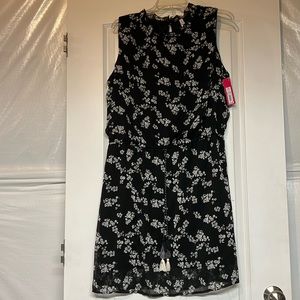 NWT XHILARATION sleeveless black dress with grey flowers